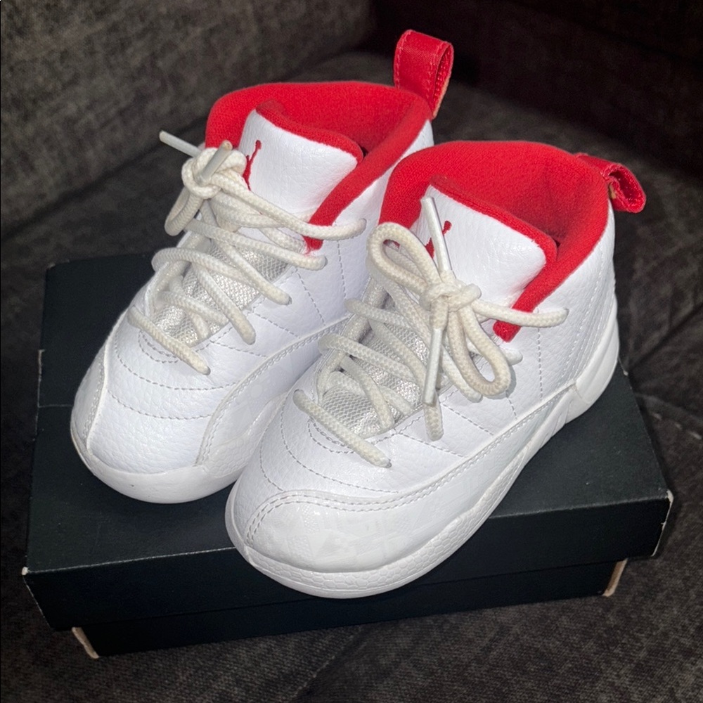 Jordan Kids White and Red Sneakers - size 7C